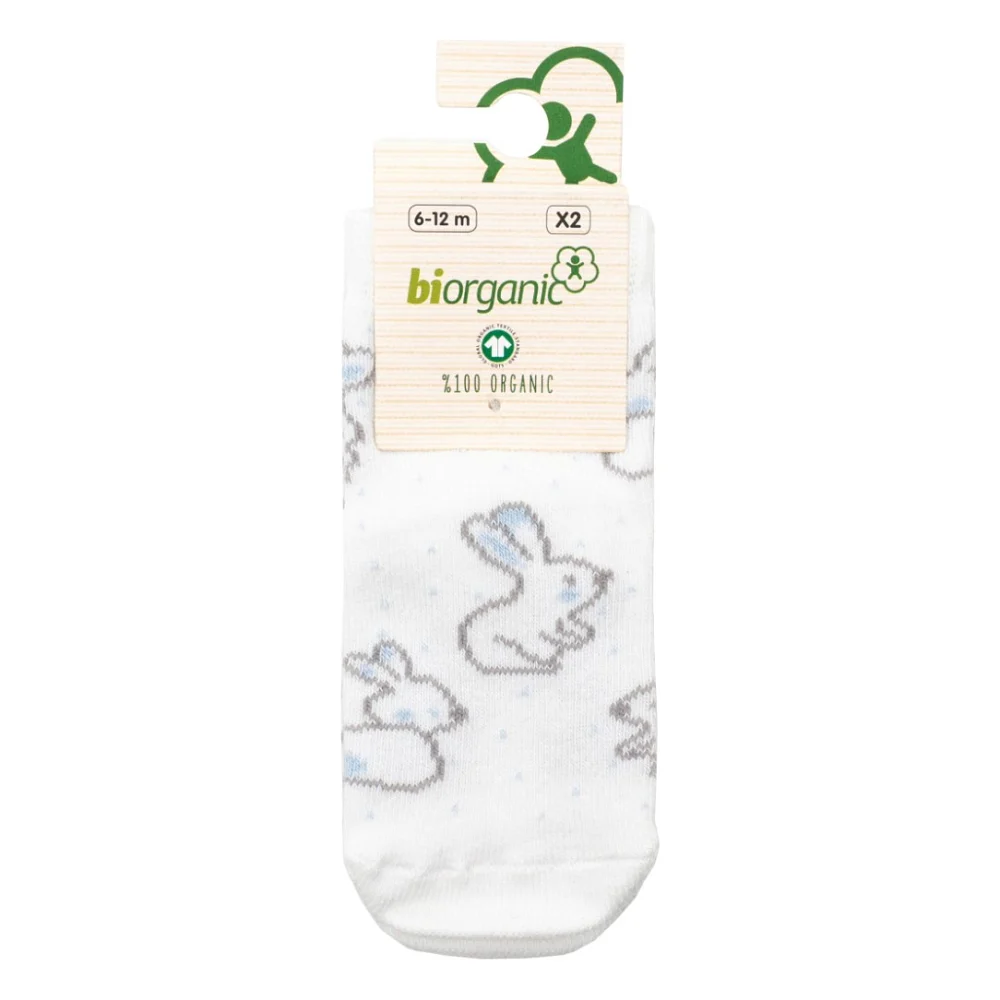 Шкарпетки дитячі Bibaby із зайчиками (68237-18-24-creamblue)