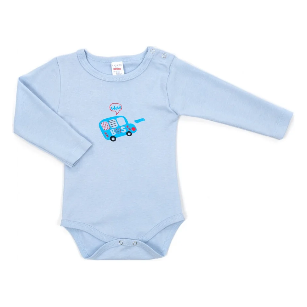Боді дитяче Breeze з довгим рукавом з автобусом (1027-92-blue1)