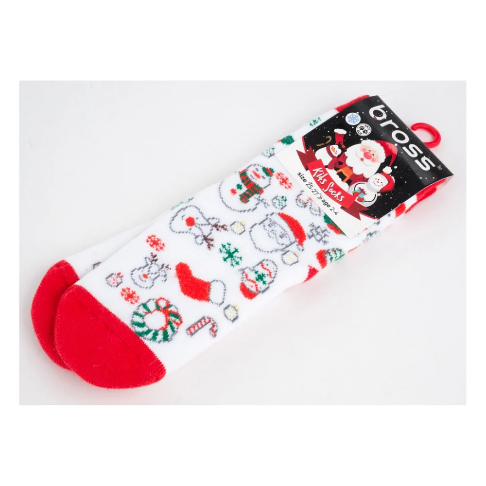 Шкарпетки дитячі Bross махрові новорічні (10968-2-4-red)