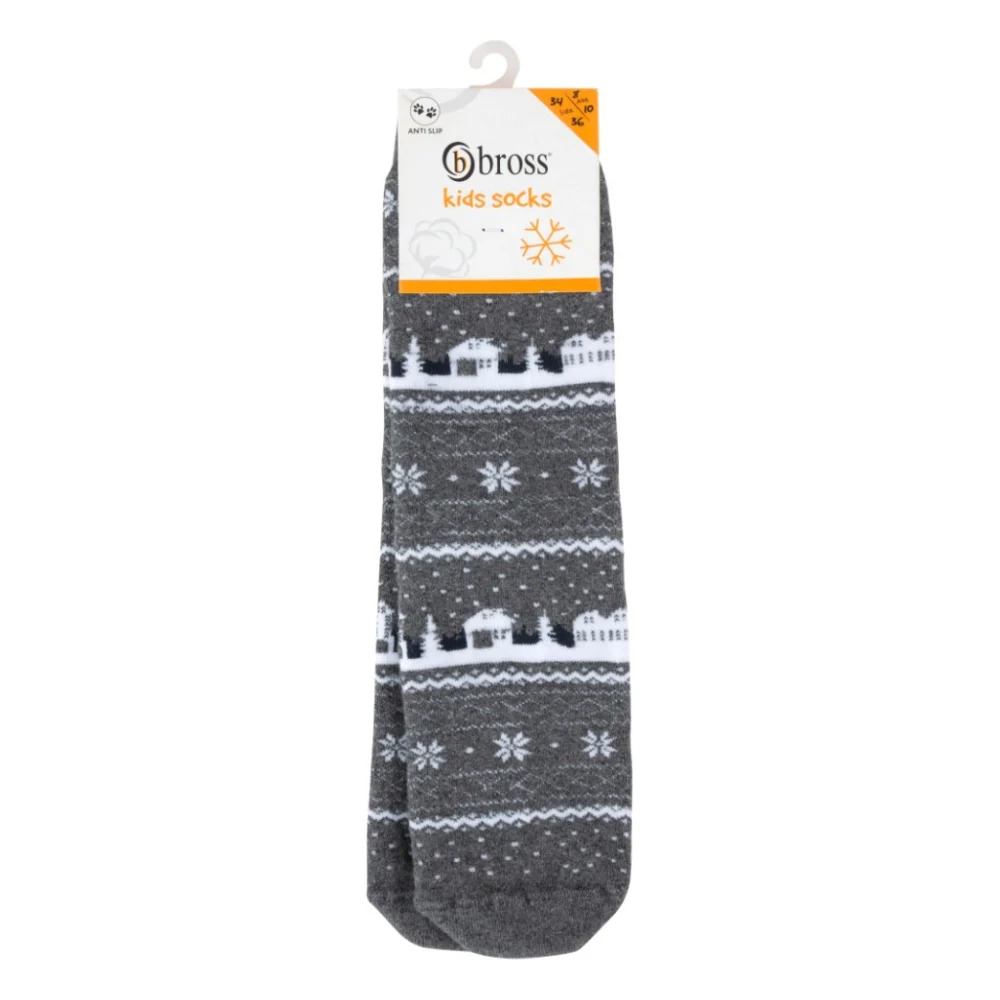 Шкарпетки дитячі Bross махрові новорічні (9899-4-6-gray)