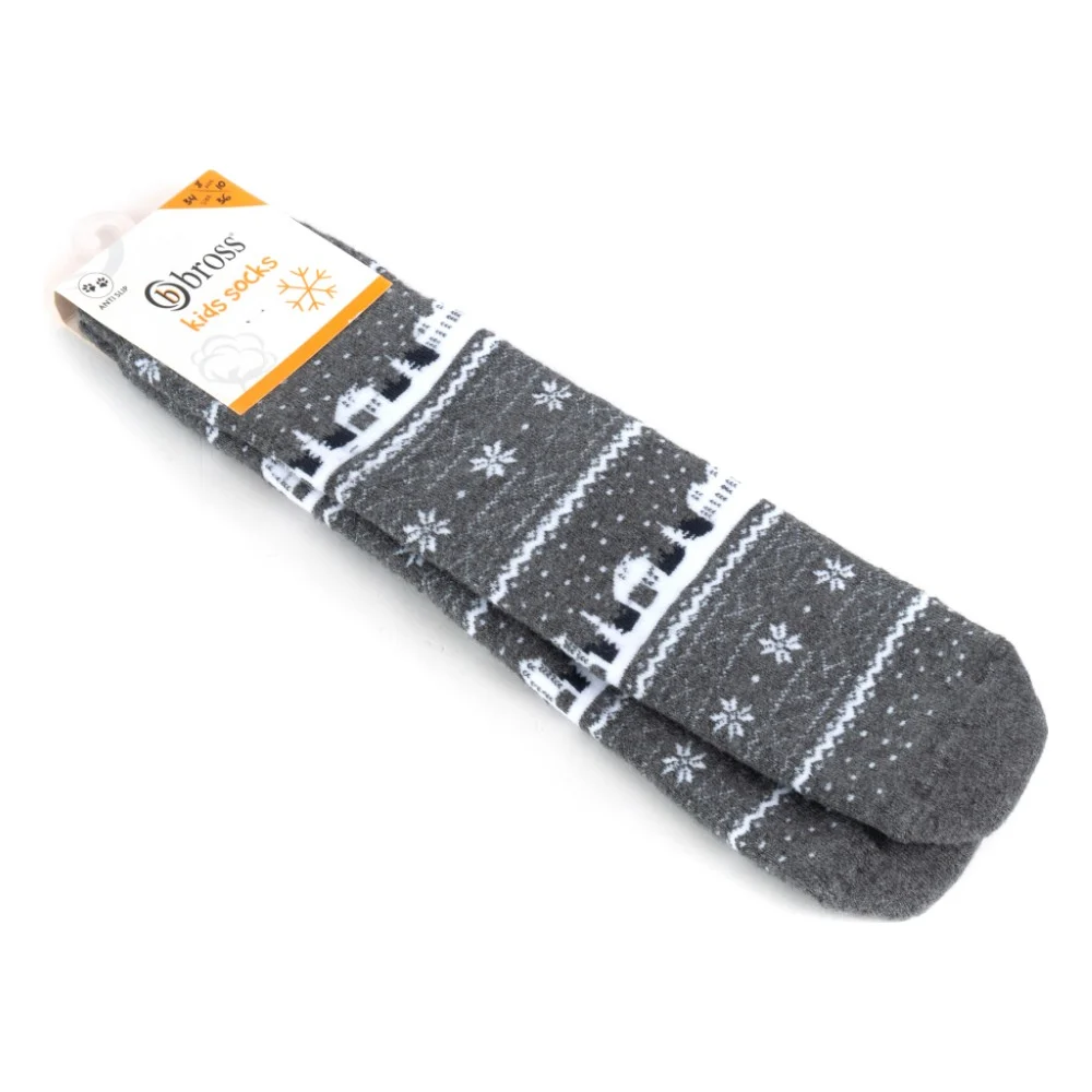 Шкарпетки дитячі Bross махрові новорічні (9899-4-6-gray) — фото 2