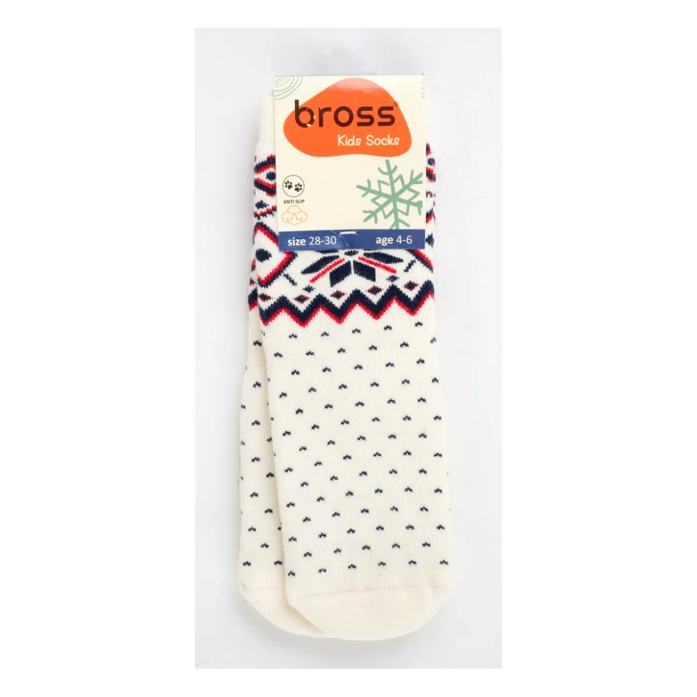 Шкарпетки дитячі Bross махрові новорічні (9901-2-4-beige) — фото 2