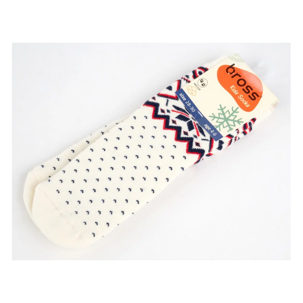 Шкарпетки дитячі Bross махрові новорічні (9901-4-6-beige)