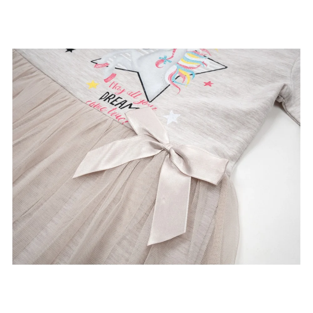 Плаття дитяче POP FASHION з фатиновою спідницею з єдинорогом (6738-98G-beige) — фото 3