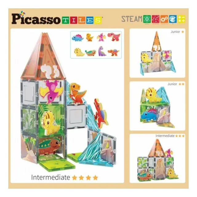 Настільна гра Picasso магнітний Tiles Dinosaur Set з 8 фігурками динозаврів 38 деталей (817338028848) — фото 4