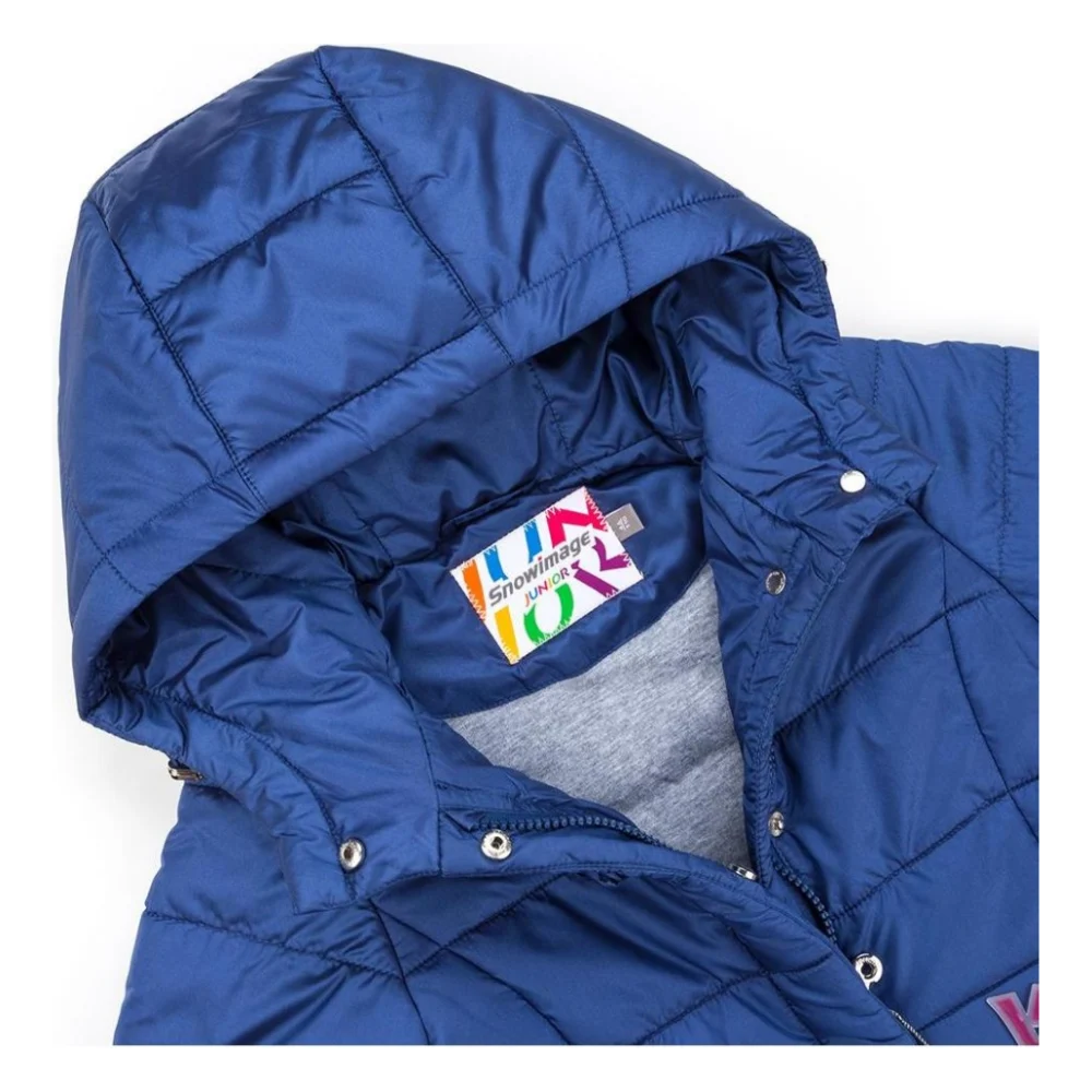 Куртка дитяча Snowimage подовжена з капюшоном і квіточками (SICY-G107-110G-blue) — фото 3