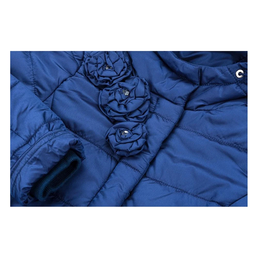 Куртка дитяча Snowimage подовжена з капюшоном і квіточками (SICY-G107-110G-blue) — фото 6