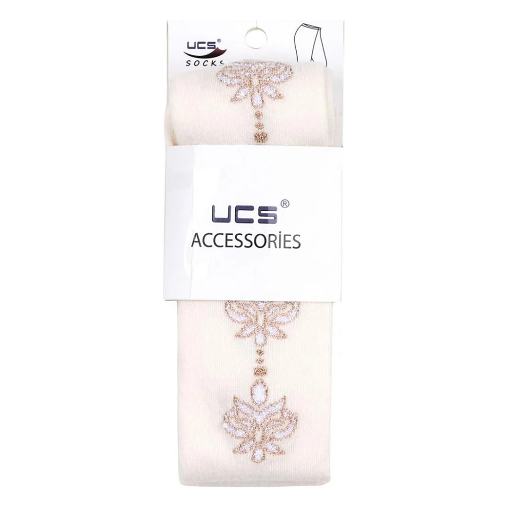 Колготки дитячі UCS Socks з рожевими квіточками з боків (M0C0301-0876-3G-beige) — фото 4