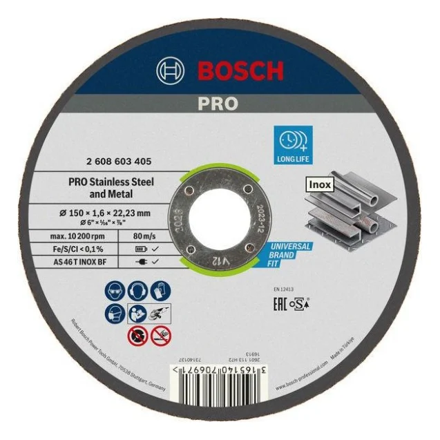 Круг відрізний Bosch Professional, для нержавіючої сталі та металу, 150?1.6?22.23 mm (2.608.603.405)