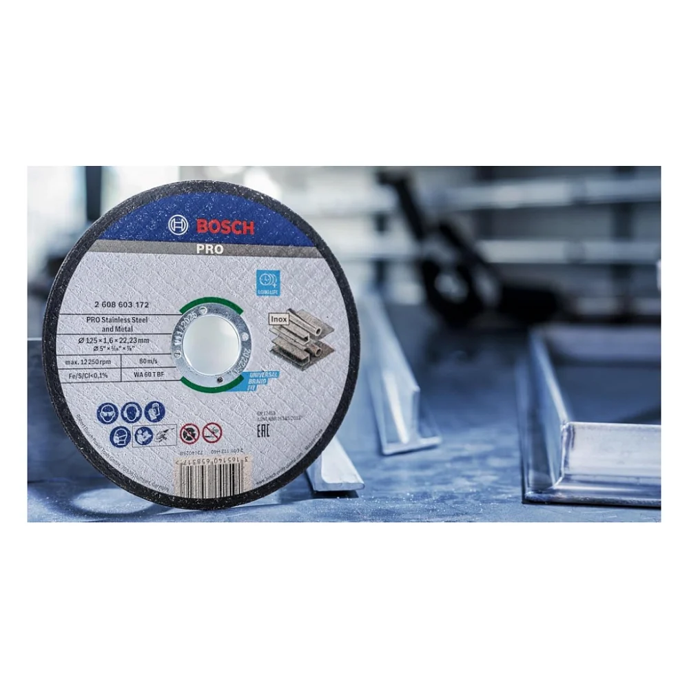 Круг відрізний Bosch Professional, для нержавіючої сталі та металу, 125?1.6?22.23 mm, 100 шт (2.608.626.114) — фото 5