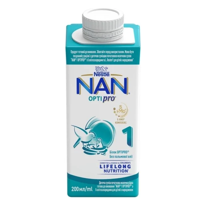 Дитяча суміш Nestle NAN 1 Optipro з 5 олігосахаридами з народження 200 мл (1000080)