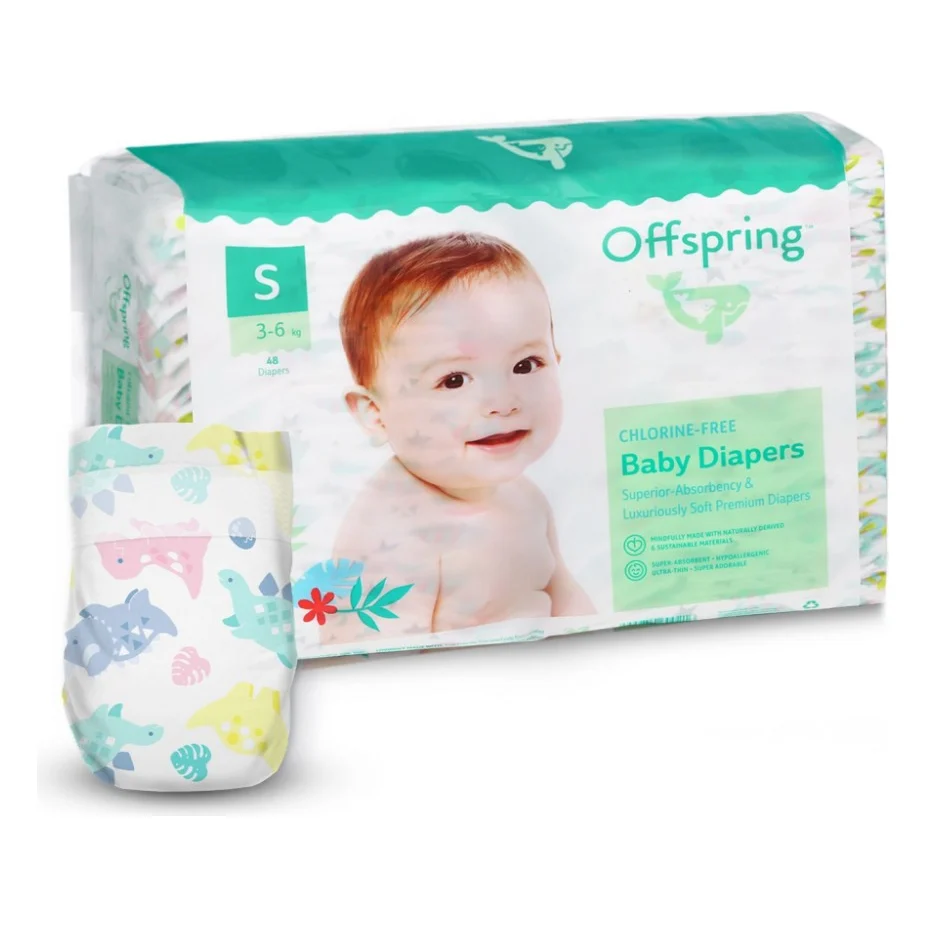Підгузки Offspring Dinoland Розмір S 3-6 кг 48 шт (DP-OI-FAT-S48P-DNL)