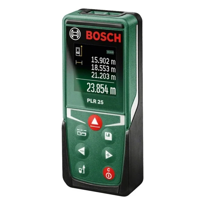 Далекомір Bosch PLR 25, 0052500м 2мм, 2AАAх1.5V, 0.090кг (0.603.672.521)