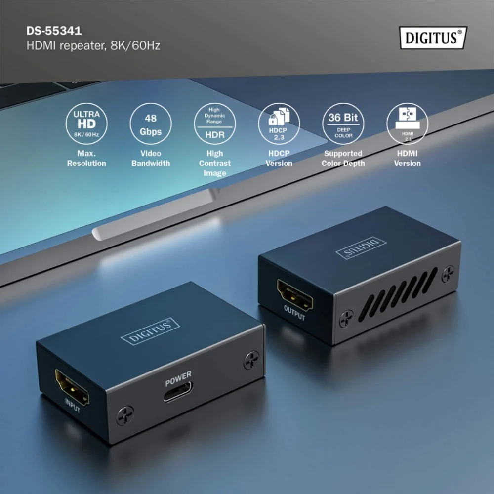 Адаптер HDMI extender 10m 8K60Hz/13m 4K60Hz repeater Digitus (DS-55341) — фото 3