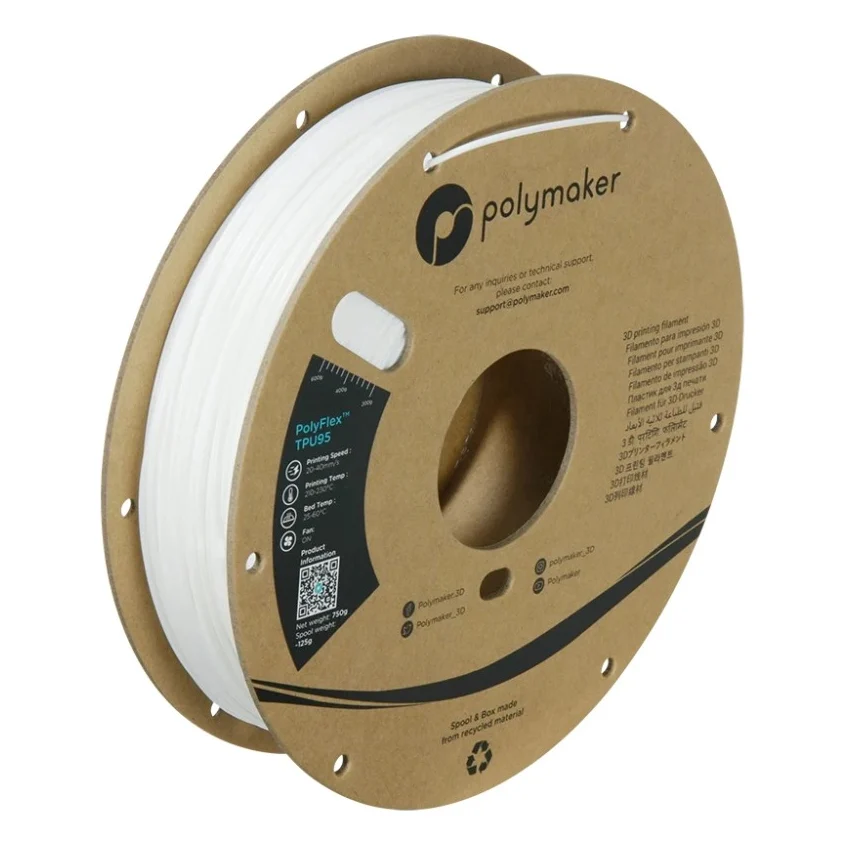 Пластик для 3D-принтера Polymaker TPU-95A 1,75mm 0,75kg WHITE (PD01002)