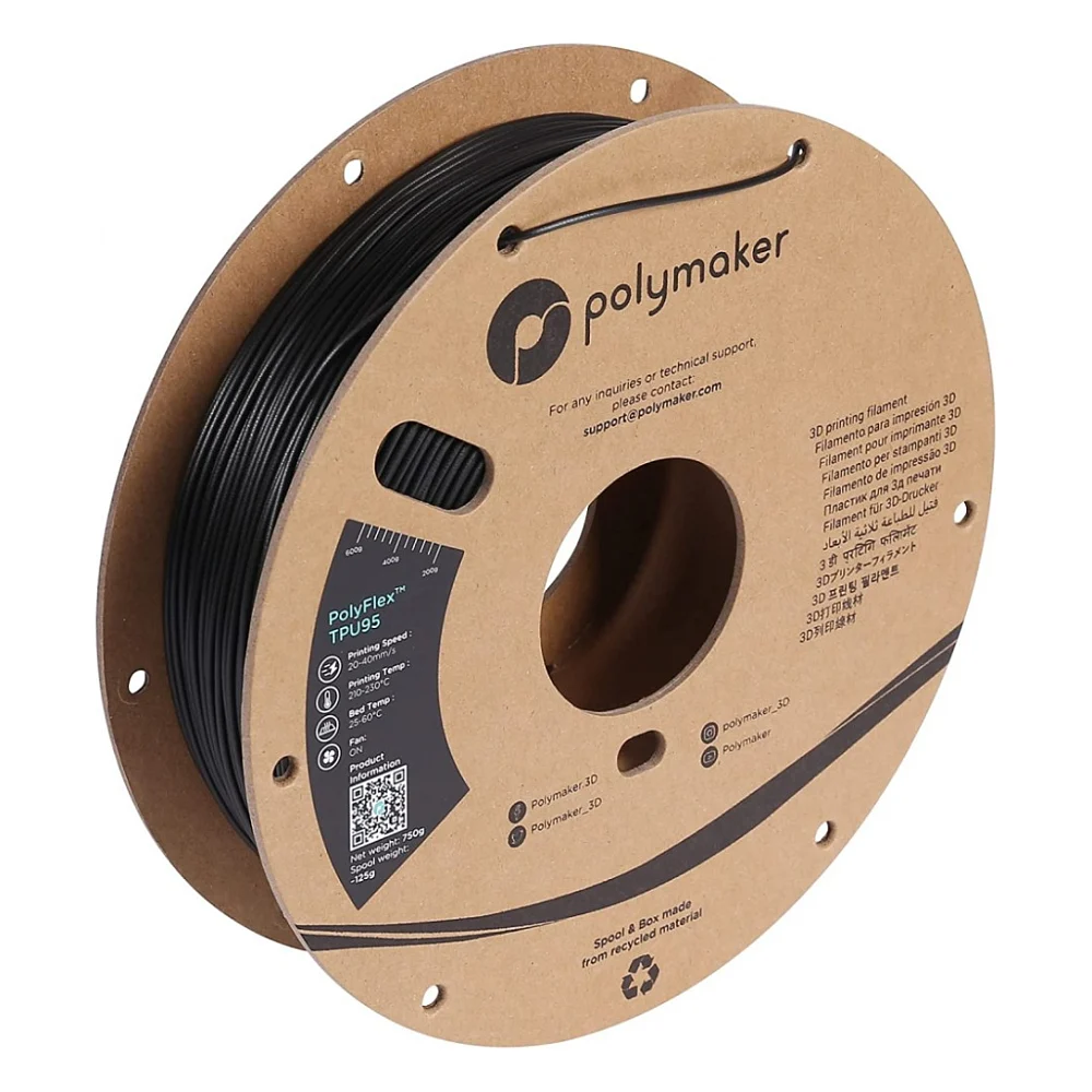 Пластик для 3D-принтера Polymaker TPU-90A 1,75mm 0,75kg BLACK (PD02001)