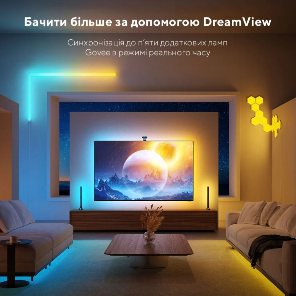 Світлодіодна стрічка Govee Набір H605C Envisual TV Backlight T2 with Dual Cameras 75-85'', RGBIC, WI-FI/Bluetooth, чорний (H605C312) — фото 3