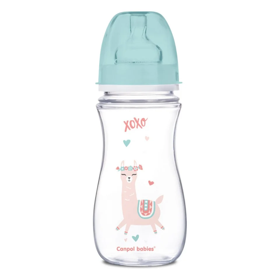 Пляшечка для годування Canpol babies антиколькова EasyStart - Toys з широким отвором 300 мл (35/222_gre)