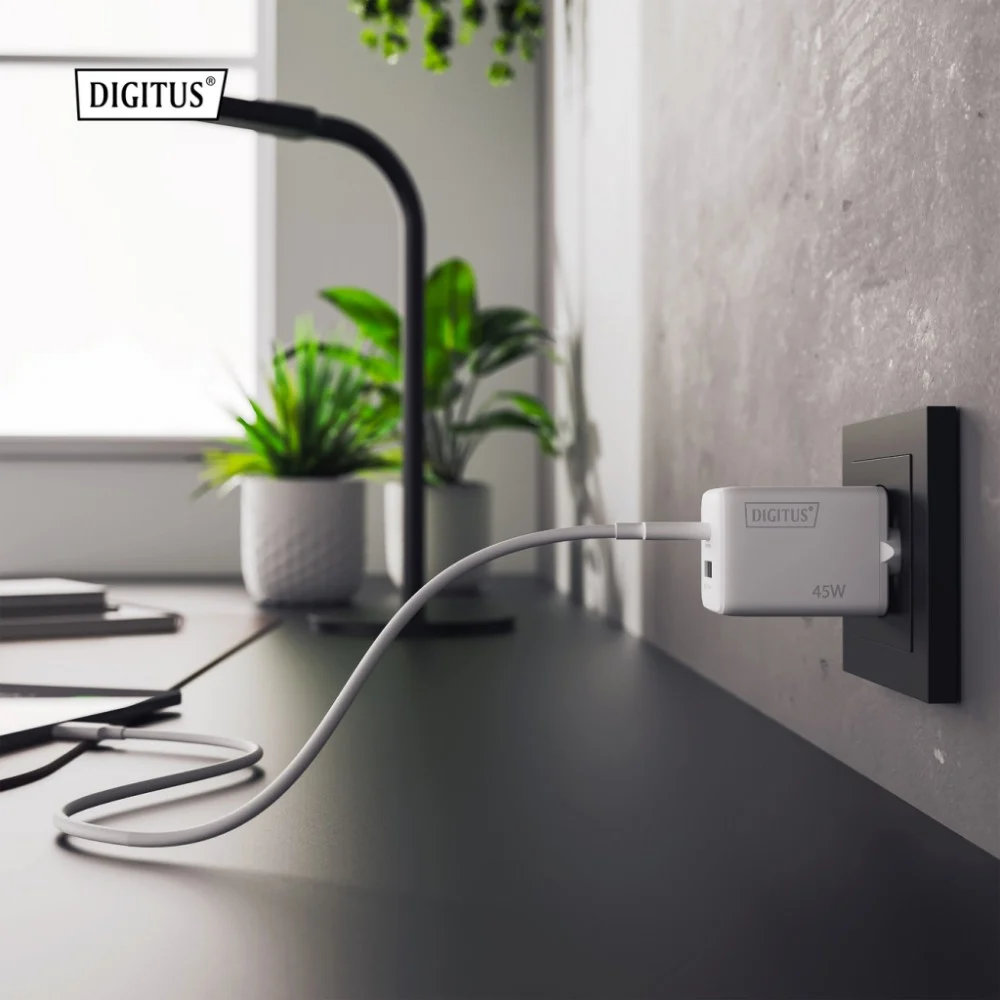 Зарядний пристрій Digitus 1xUSB-C + 1xUSB PD45W GaN white (DA-10302) — фото 6