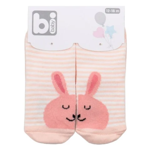 Шкарпетки дитячі Bibaby із зайчиками (68216-12-18-peach)