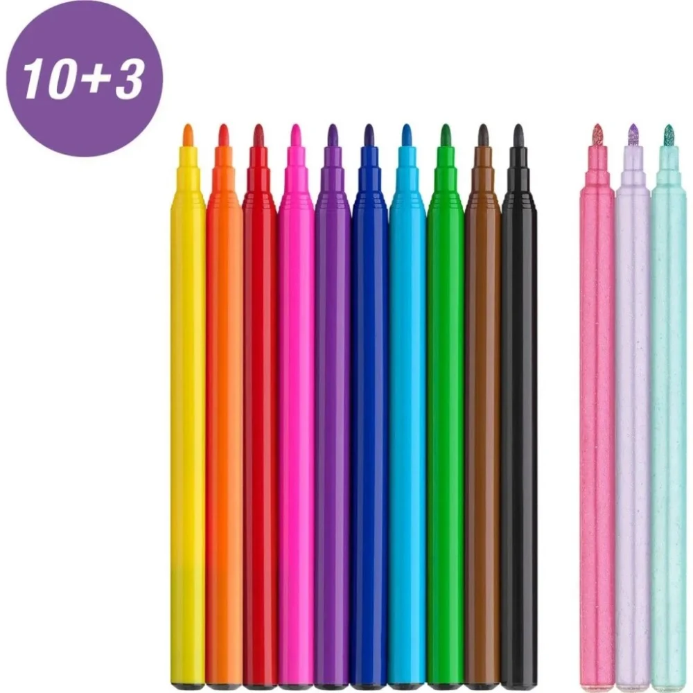Фломастери Faber-Castell Єдиноріг 10 кольорів + 3 пастельних металика + наклейки у картонній коробці (32632) — фото 5