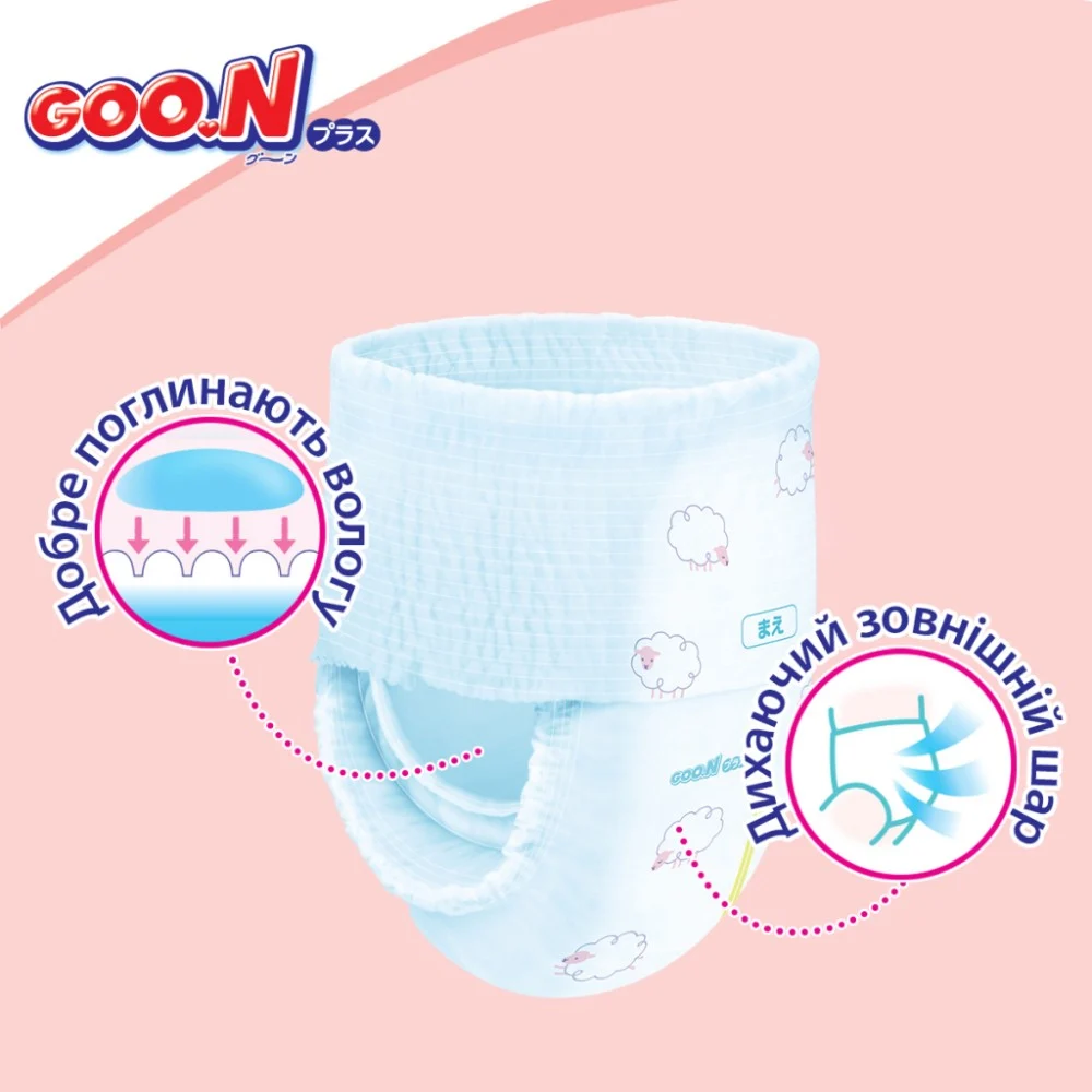 Підгузки GOO.N Plus труси 12-22 кг Розмір XL 38 шт (21001512) — фото 7