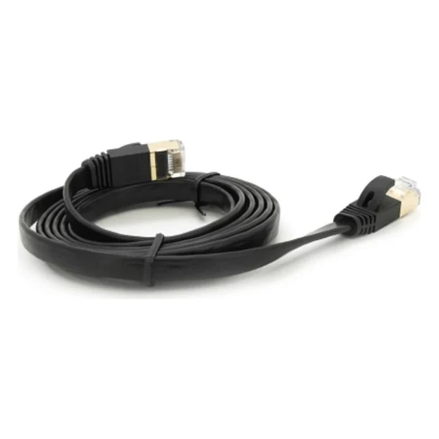 Патч-корд 1.5м UTP cat.7, CU, RJ45, плоский, black Weepda (PCMF-CU7/1.5Bk)
