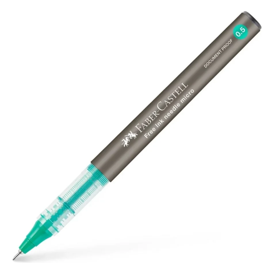 Ролер Faber-Castell Free Ink Needle Micro, колір чорнил зелений, 0,5 мм, одноразова (31404)