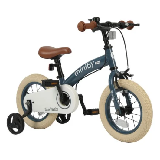 Дитячий велосипед QPlay Miniby 3 в1, біговел 12", Grey-Blue (CB02MiniBy12Grey-Blue)