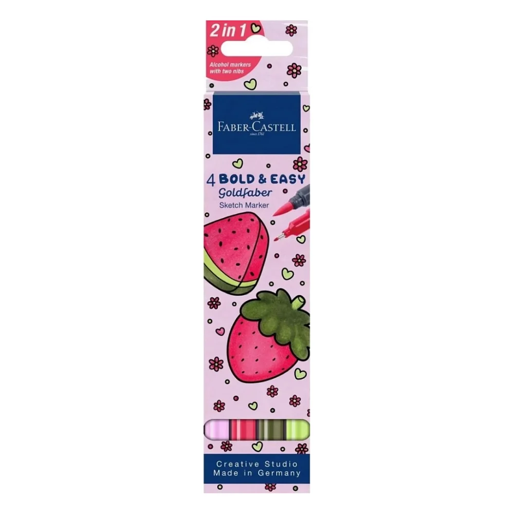 Художній маркер Faber-Castell двосторонніх Goldfaber Sketch Markers Bold and Easy, 4 кольори (32993)