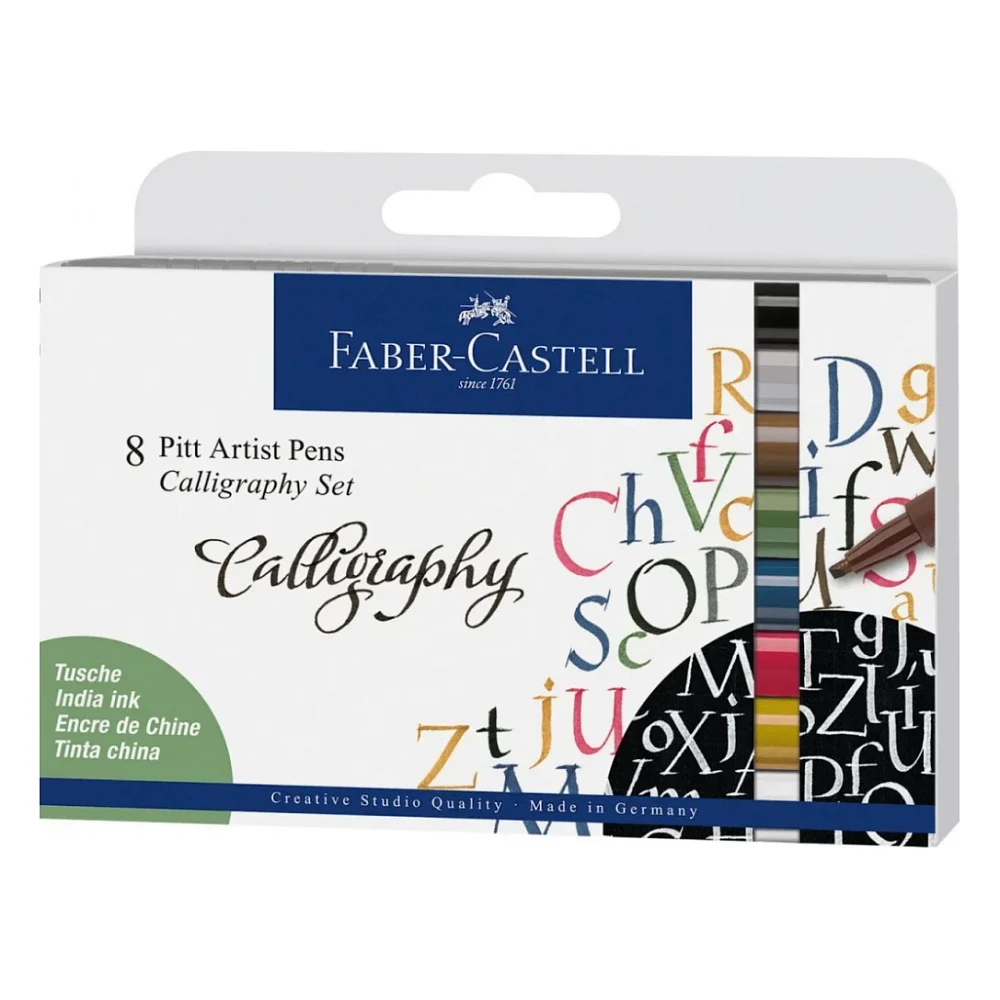 Лайнер Faber-Castell набір капілярних ручок для каліграфії PITT Calligraphy 8 кольорів (28953)