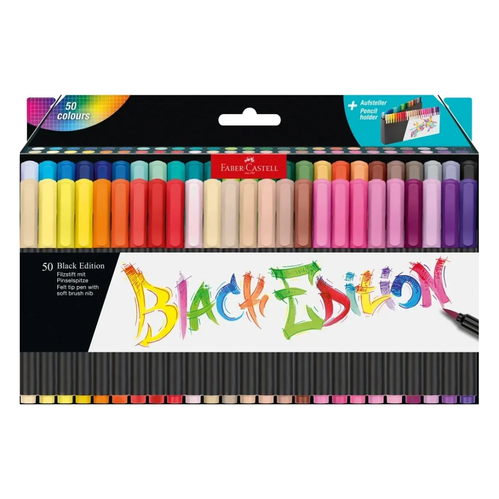 Фломастери Faber-Castell пензлики Black Edition, 50 кольорів (33038)