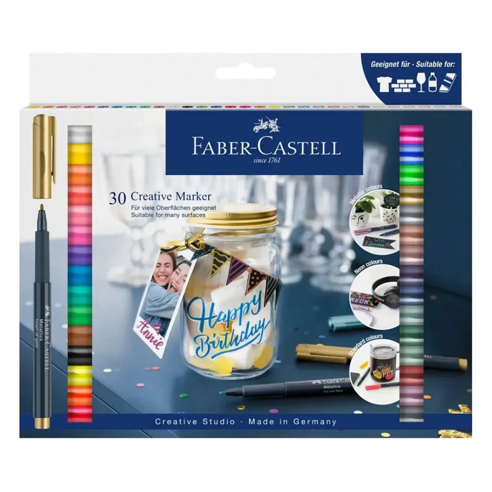 Набір маркерів Faber-Castell тонких для декору Creative Marker M (1,5 мм), 30 кольорів (32661)