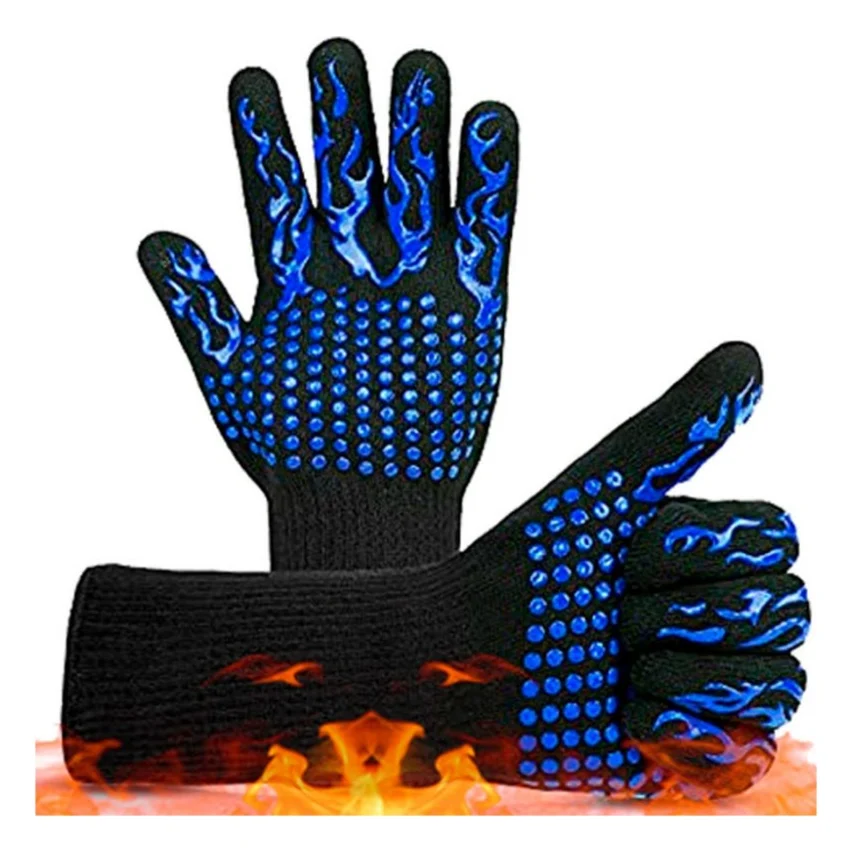 Захисні рукавиці Voltronic HFG-800-Blue Torch, термостійкі, вогнетривкі, до 800°C, Black/Blue (HFG-800-B/Bl)