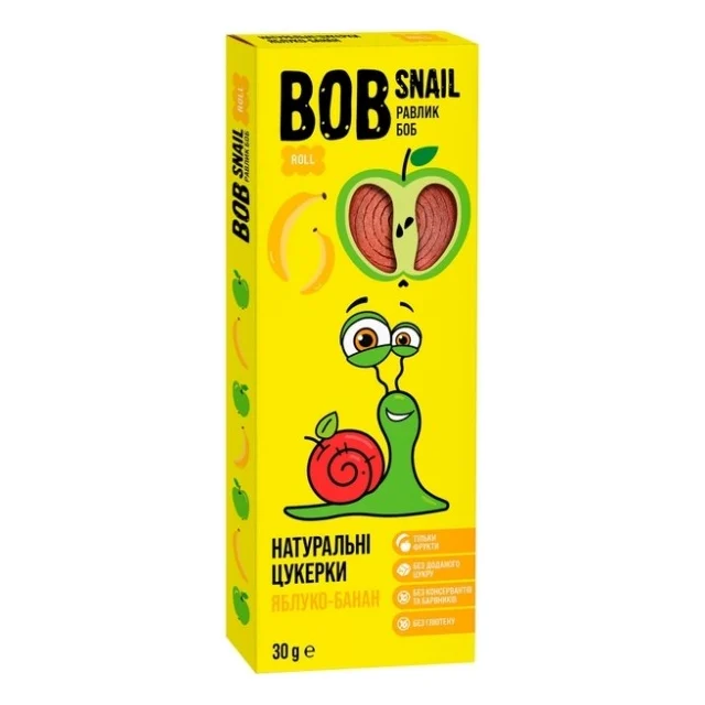 Цукерка Bob Snail Яблуко-Банан, 30 г (4820219344261)