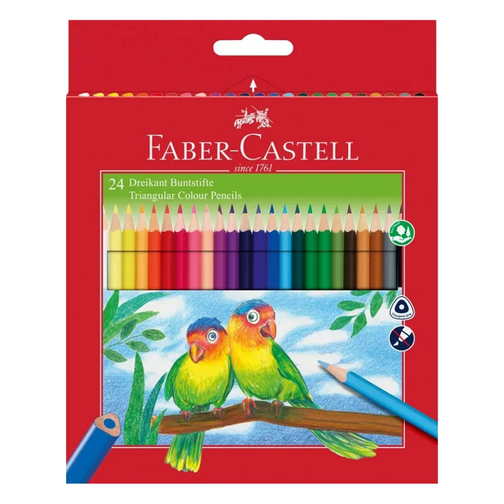 Олівці кольорові Faber-Castell 4 кольори тригранні + стругачка (120524) (21615)