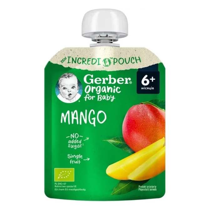Дитяче пюре Gerber Organic манго з 6 місяців 80 г (1227092)