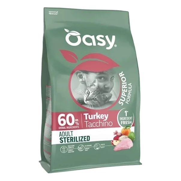 Сухий корм для кішок OASY Dry Cat Superior Sterilized індичка 300 г (8054329515631)