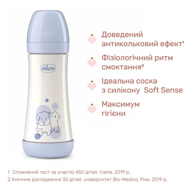 Пляшечка для годування Chicco Perfect 5 із силіконовою соскою 4+ місяців 300 мл Блакитна (20235.22.40) — фото 3