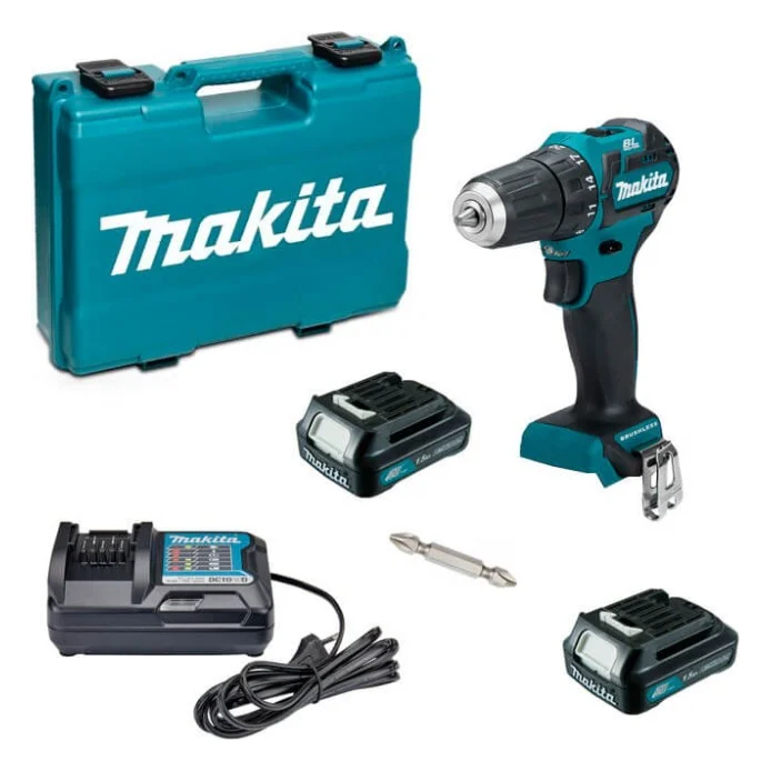 Шуруповерт Makita DF332DWYE, 10.8V, АКБ 2x1.5Ah, 21·35Нм, 0-450·0-1500об/хв, ЗП, кейс, 0.86кг (DF332DWYE)