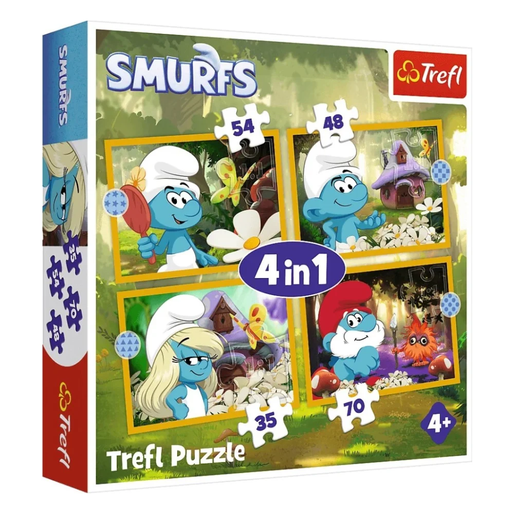 Пазл Trefl The Smurfs Життя в селі смурфів 4 в 1 (35, 48, 54, 70) (5900511346640)