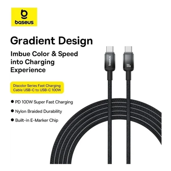 Дата кабель USB-C to USB-C 1.0m 100W black Baseus (P10374902111-00) — фото 4