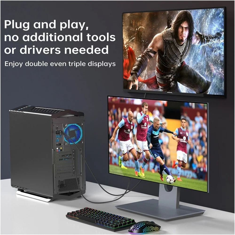 Кабель мультимедійний DisplayPort M to HDMI M 2.0m 4K60Hz Choetech (XDH01-BK) — фото 5