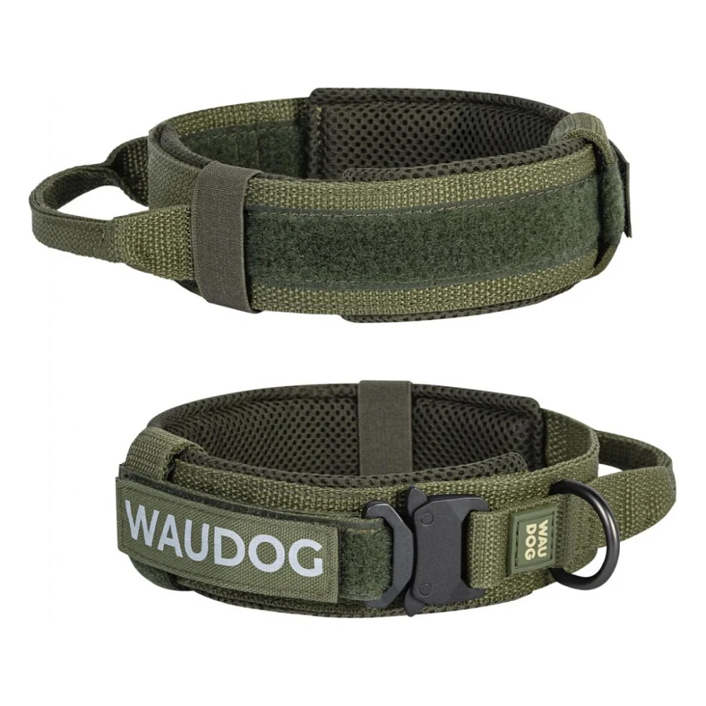 Нашийник для тварин WAUDOG PRO з ручкою тактичний металевий фастекс XL хакі (688931)