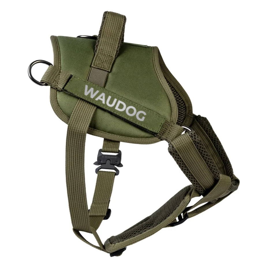 Шлея для собак WAUDOG PRO-2 світловідбивна, металевий фастекс M хакі (688231)