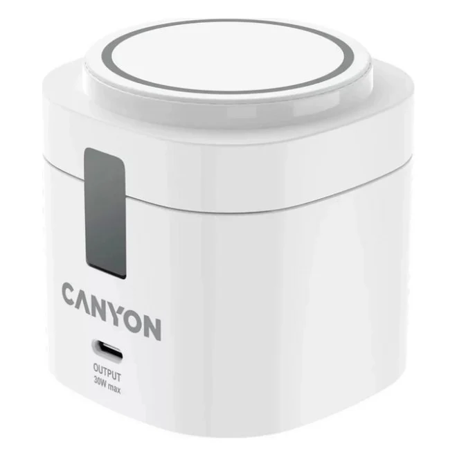 Бездротовий зарядний пристрій Canyon 4-in-1 wireless charging stand 30W + charger 65W + cable 1.0m White (CNS-WCS405W)