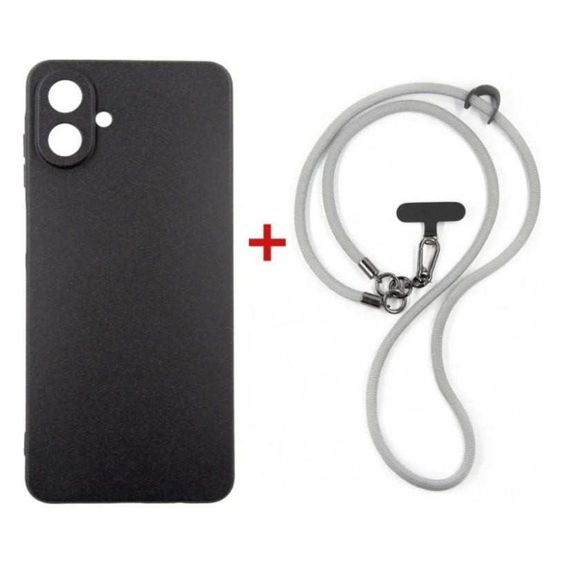 Чохол до мобільного телефона Dengos Case + Cross-body Strap Samsung Galaxy A07 Black+Grey (DG-KM-CCRB-15)