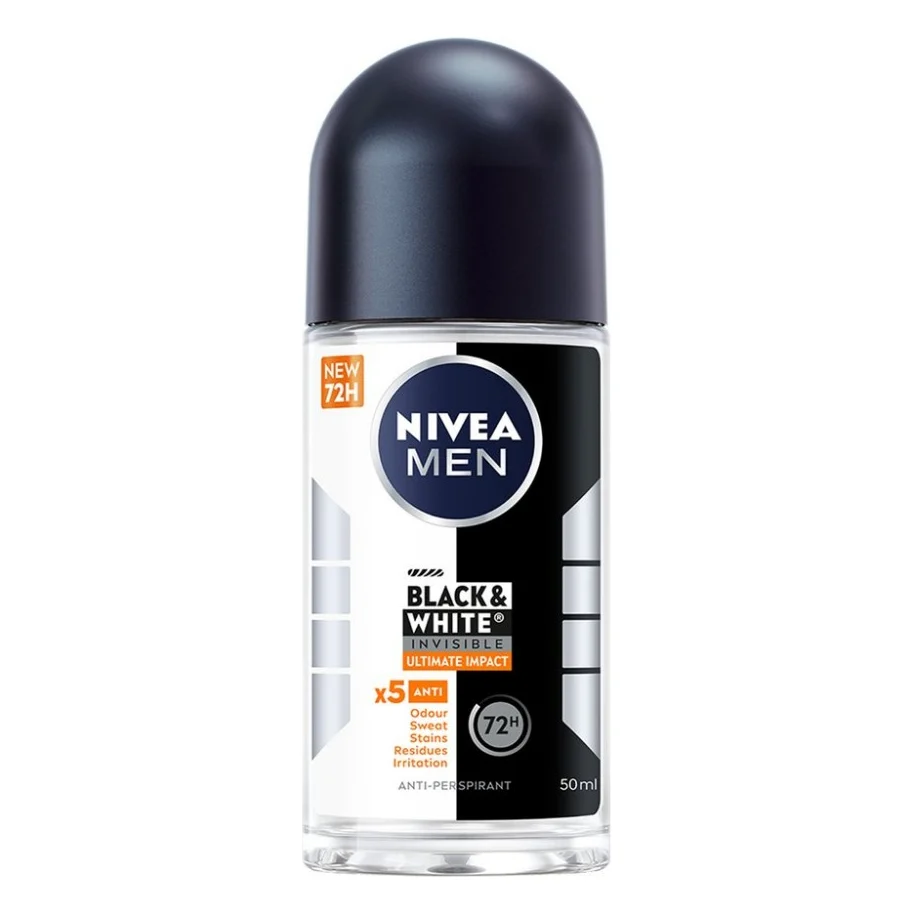 Антиперспірант Nivea MEN Black & White Invisible Ultimate Impact 5in1 Roll-On 50 мл (42397656)