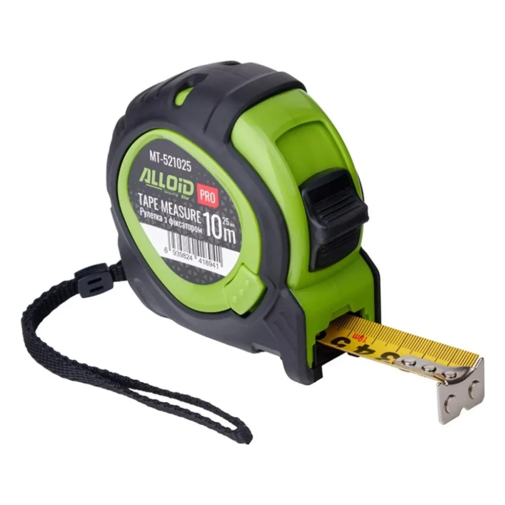 Рулетка Alloid Pro, з фіксатором, 10м/25мм, MT-521025 (MT-521025)