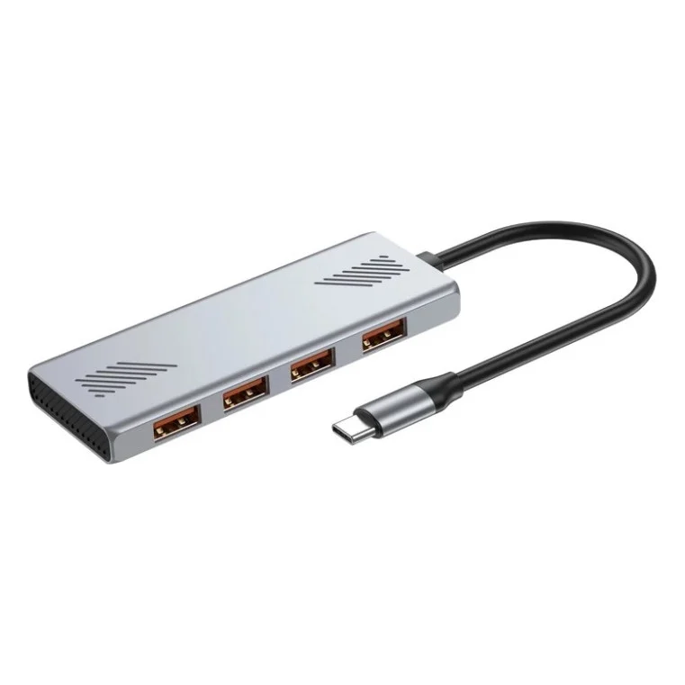 Концентратор Gembird USB-C 4-in-1 4xUSB 3.2 silver (UHB-CM-U310-A4-01)
